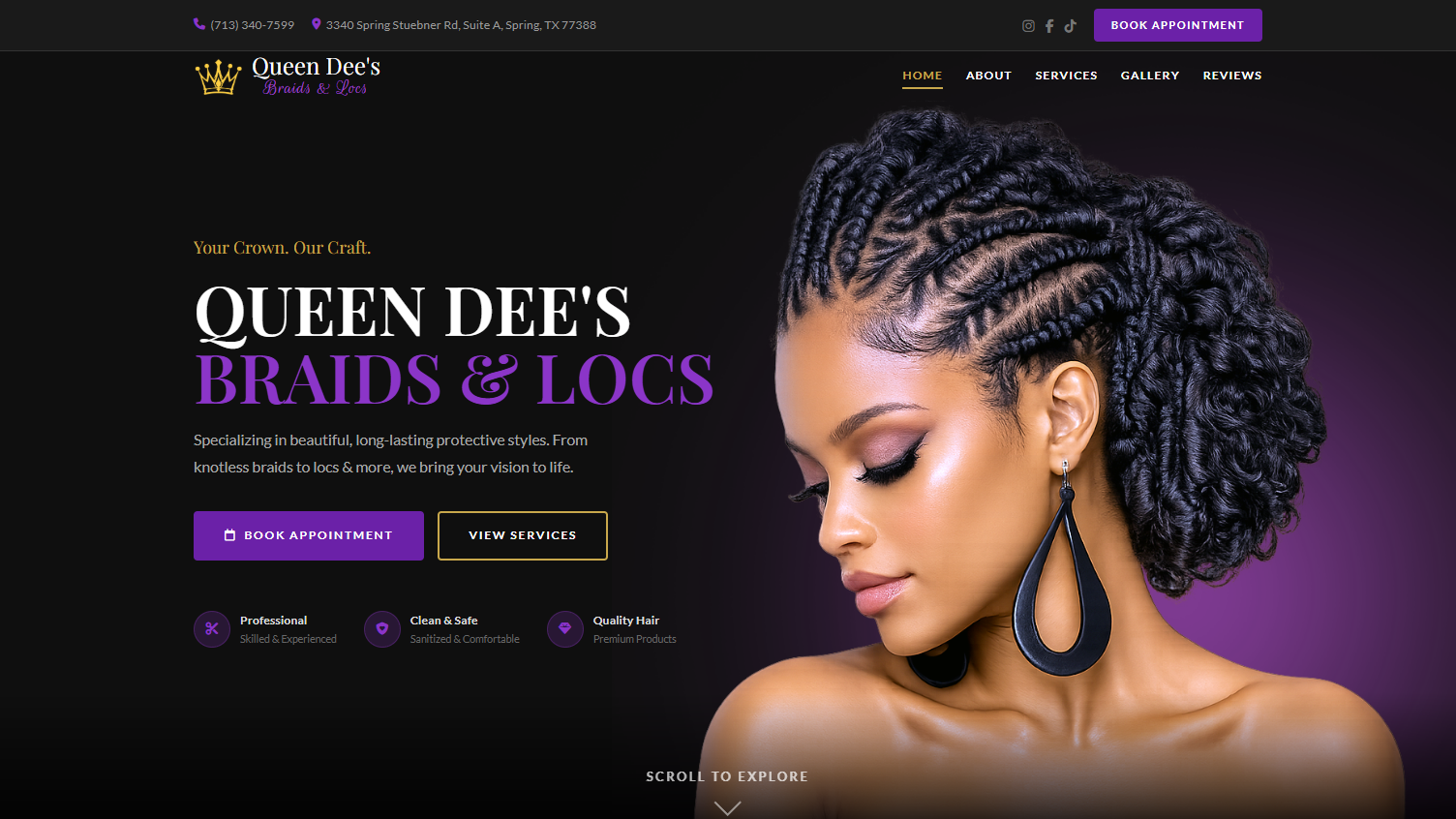 Queen Dee's Braids & Locs website preview